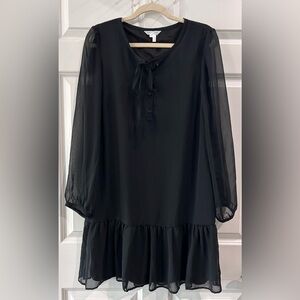 NWT Draper James Black Chiffon Shift Dress Sz M Whimsigoth Dark Fairy Mysterious